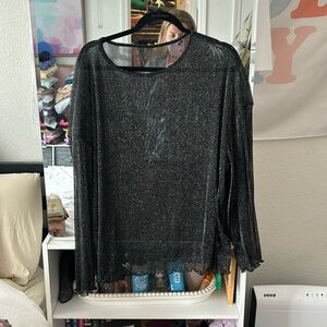 Black glittery see-through over shirt
